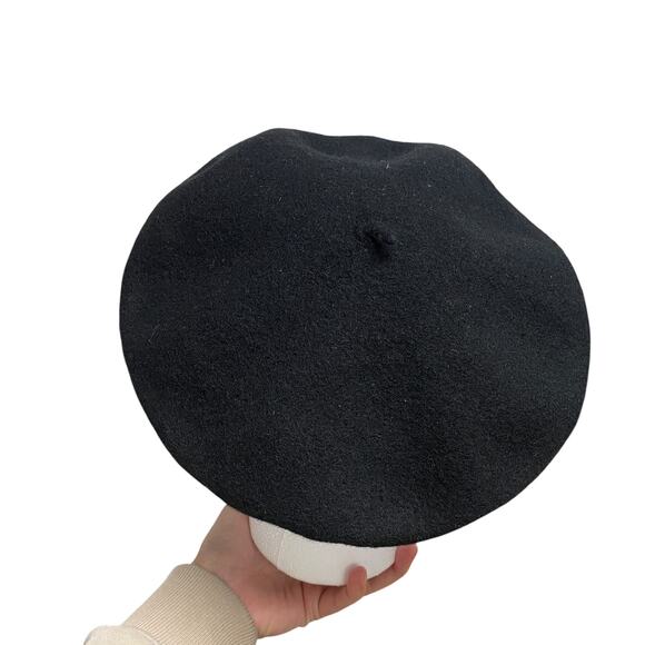 Vintage Lake Of Isles Black Wool Adult Size L Beret Cap Hat - Picture 4 of 11